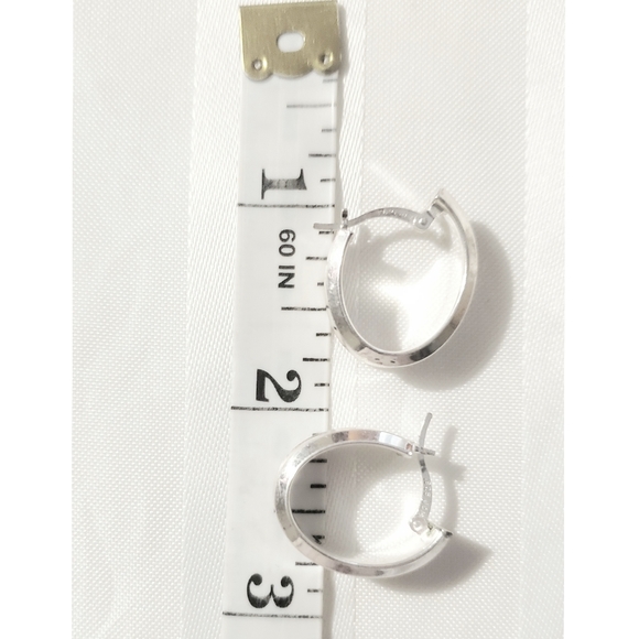 JCM 925 Sterling Silver wide Hoop Hoops Earrings - Picture 5 of 9